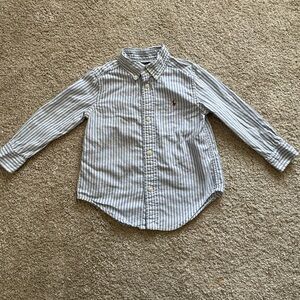 Ralph Lauren 100% Cotton Blue & White Striped Boys Button Down Shirt - Size 3T